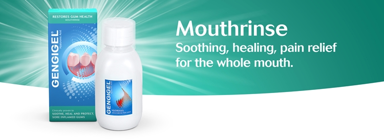 Gengigel Mouthrinse soothing, healing, pain relief for the whole mouth.