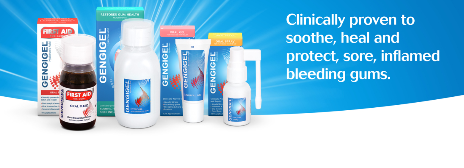 Gengigel clinically proven to soothe, heal and protect, sore, inflamed bleeding gums.